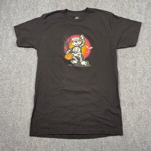 Buc-ees Mens Skeleton Bear Halloween T Shirt Graphic Tee Black Size Medium